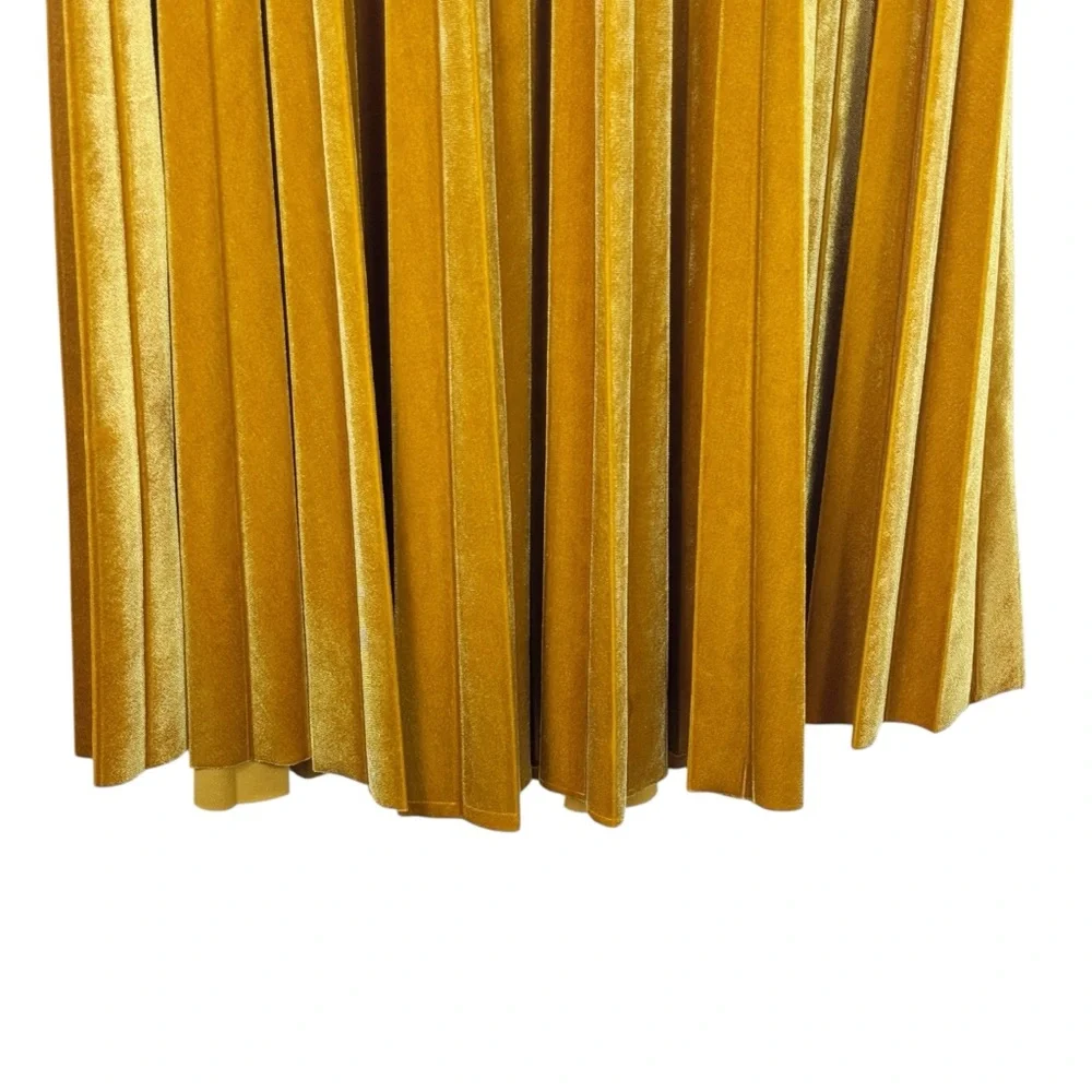 Chelsea28 Marigold Velvet Midi Skirt Pleated A-Line Boho Women’s L